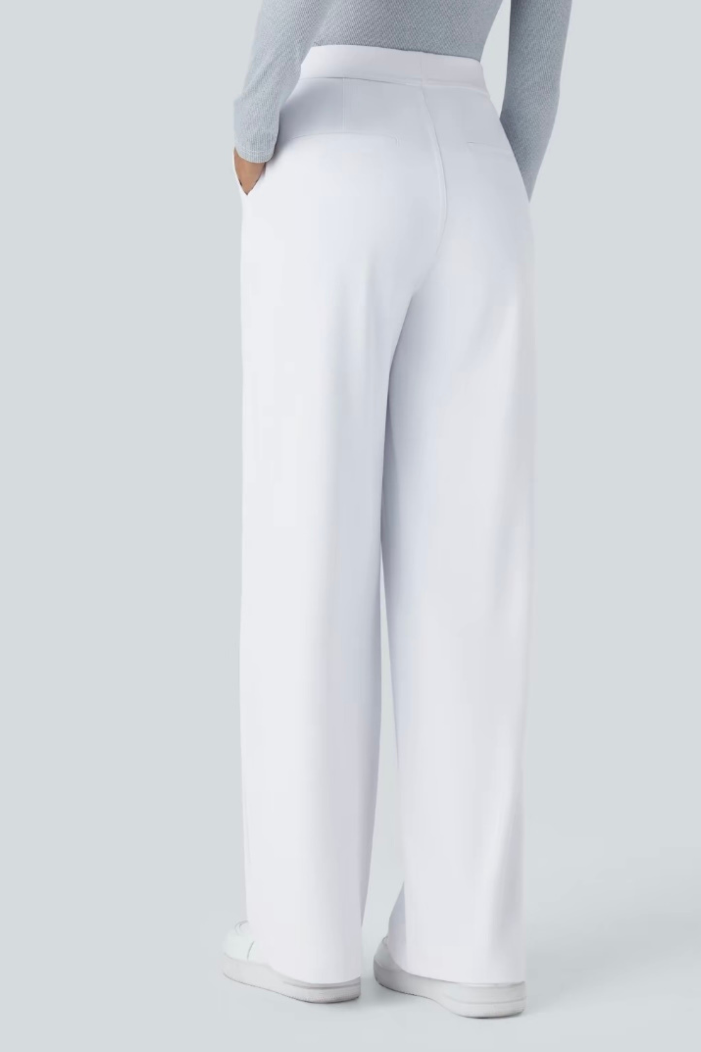 Women High Waisted Pocket Straight Leg Work Trousers