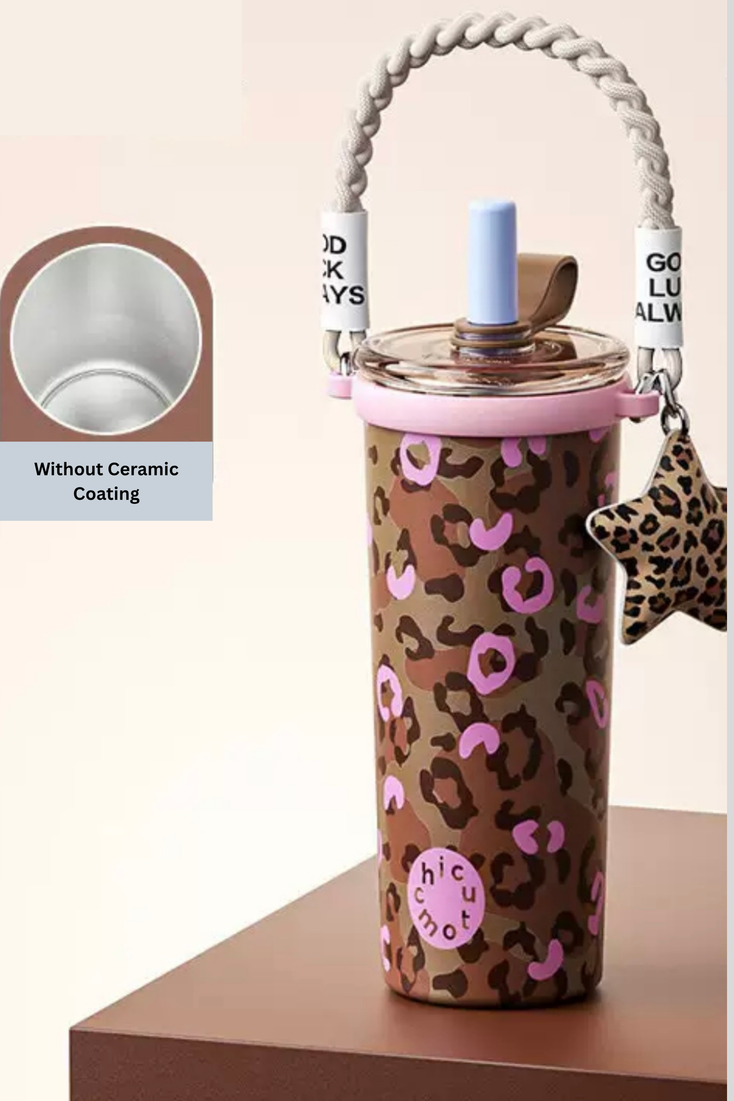 Leoz| Ceramic-Lined Stainless Steel Insulated Water Bottle Cup | 660ml
