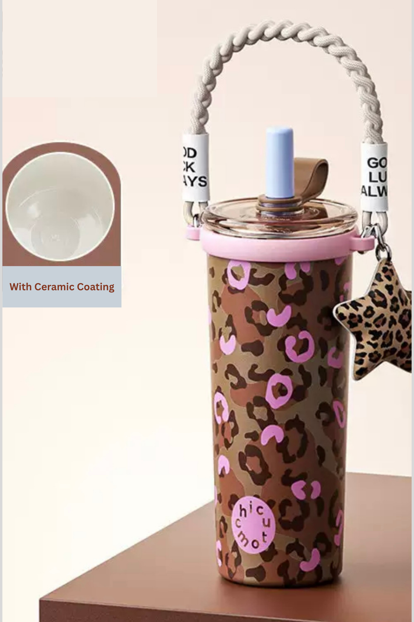 Leoz| Ceramic-Lined Stainless Steel Insulated Water Bottle Cup | 660ml