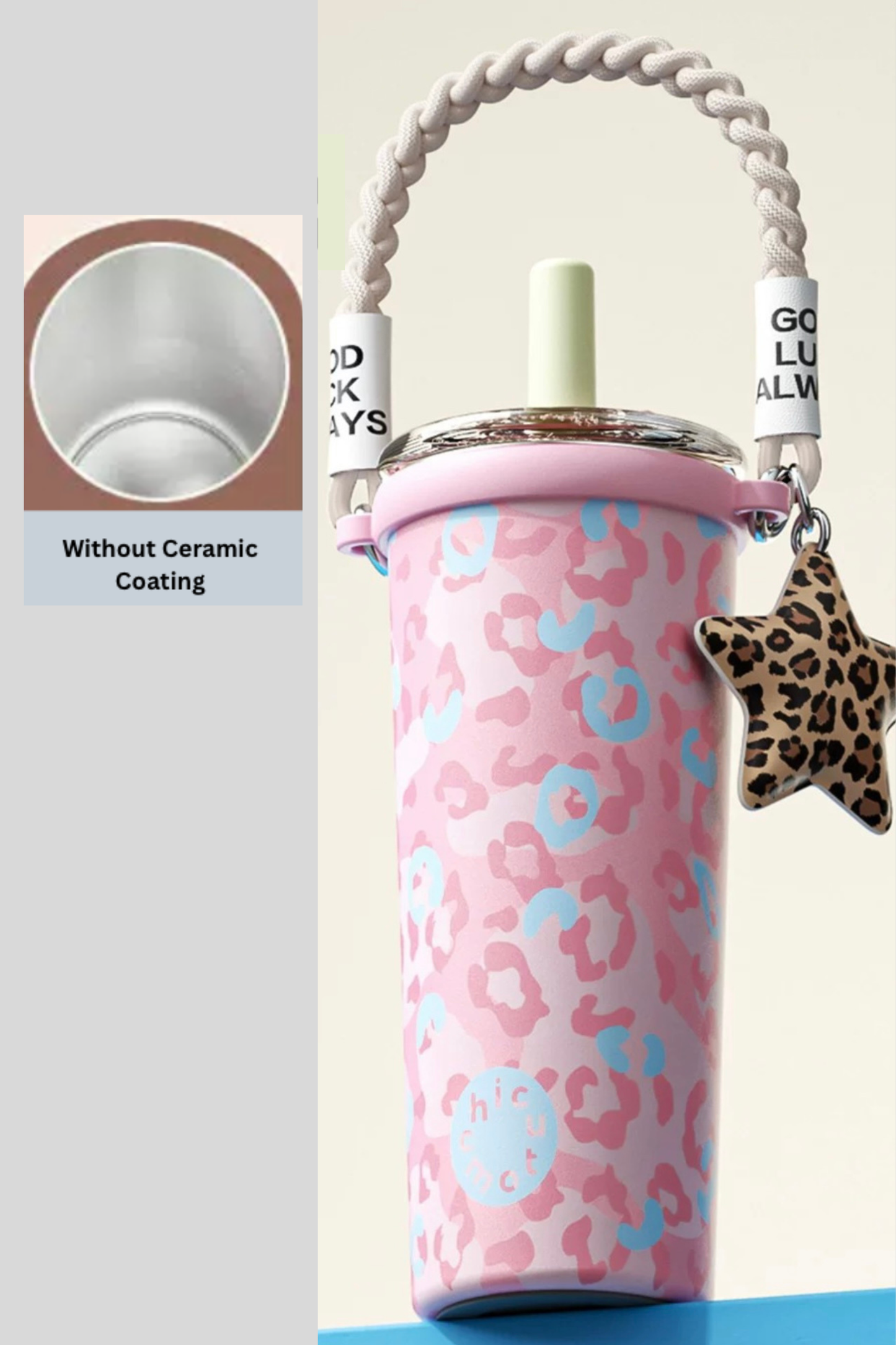 Leoz| Ceramic-Lined Stainless Steel Insulated Water Bottle Cup | 660ml