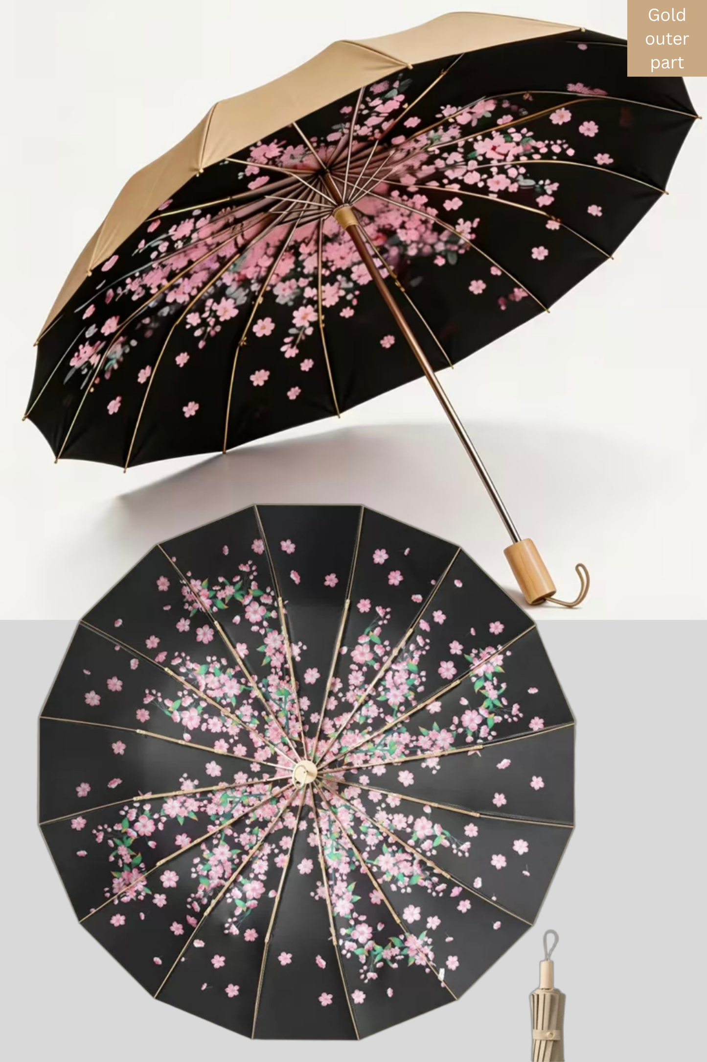 Retro Sun Umbrella for Women UPF 50+ UV Manual