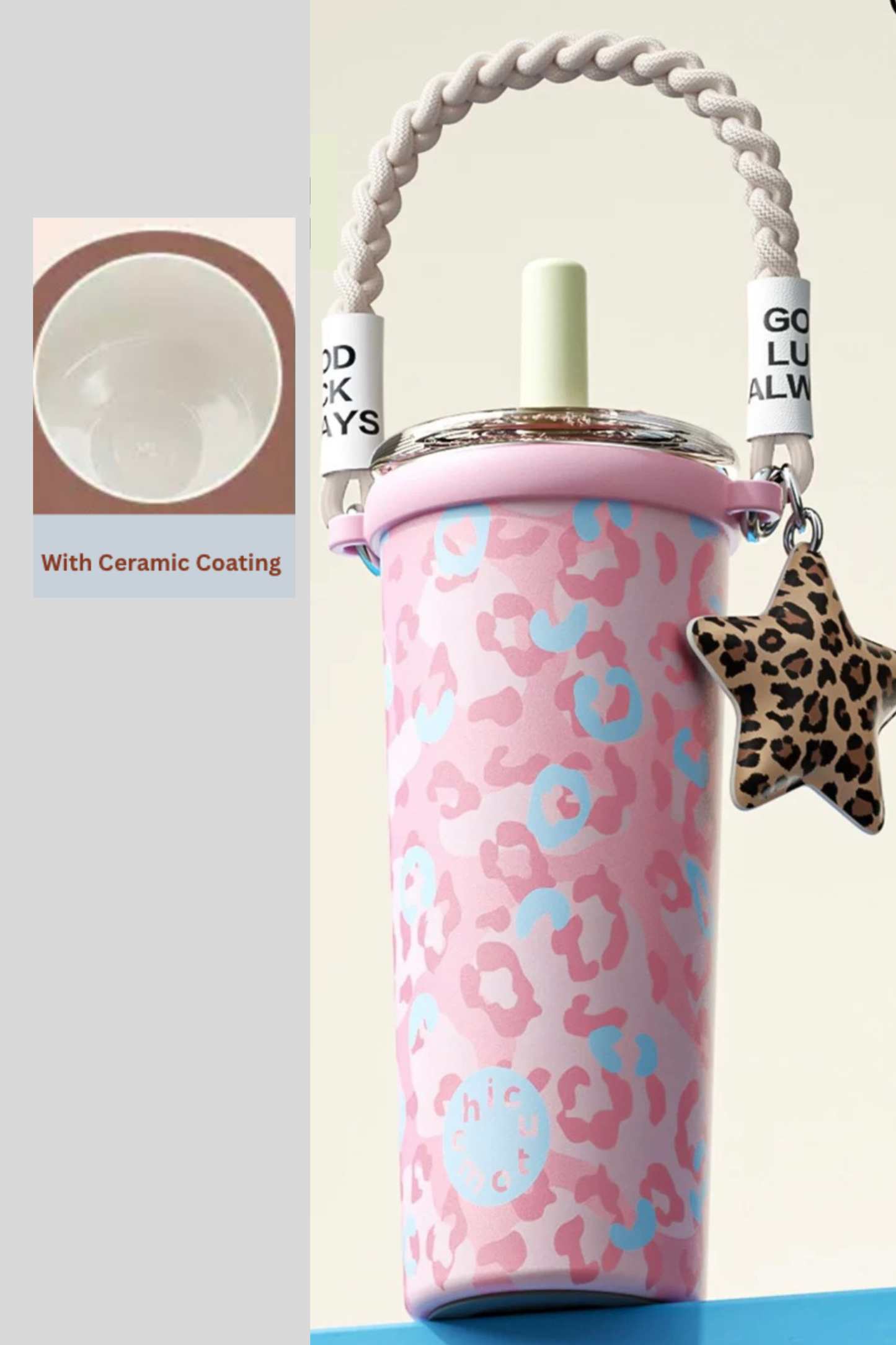 Leoz| Ceramic-Lined Stainless Steel Insulated Water Bottle Cup | 660ml