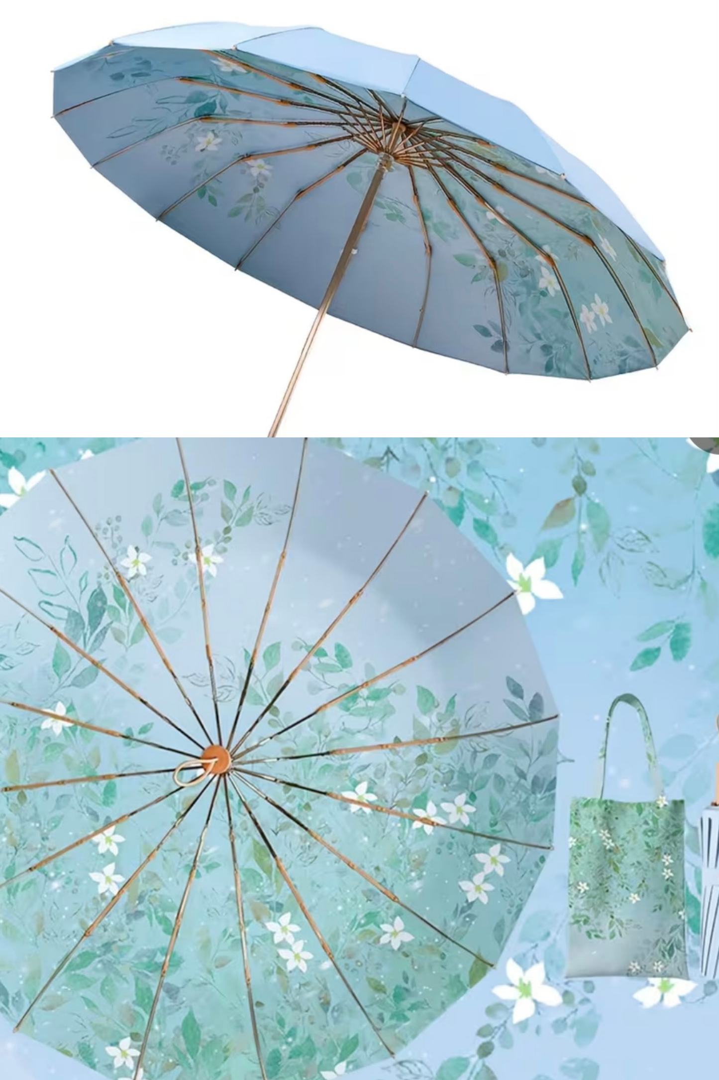 Retro Sun Umbrella for Women UPF 50+ UV Manual