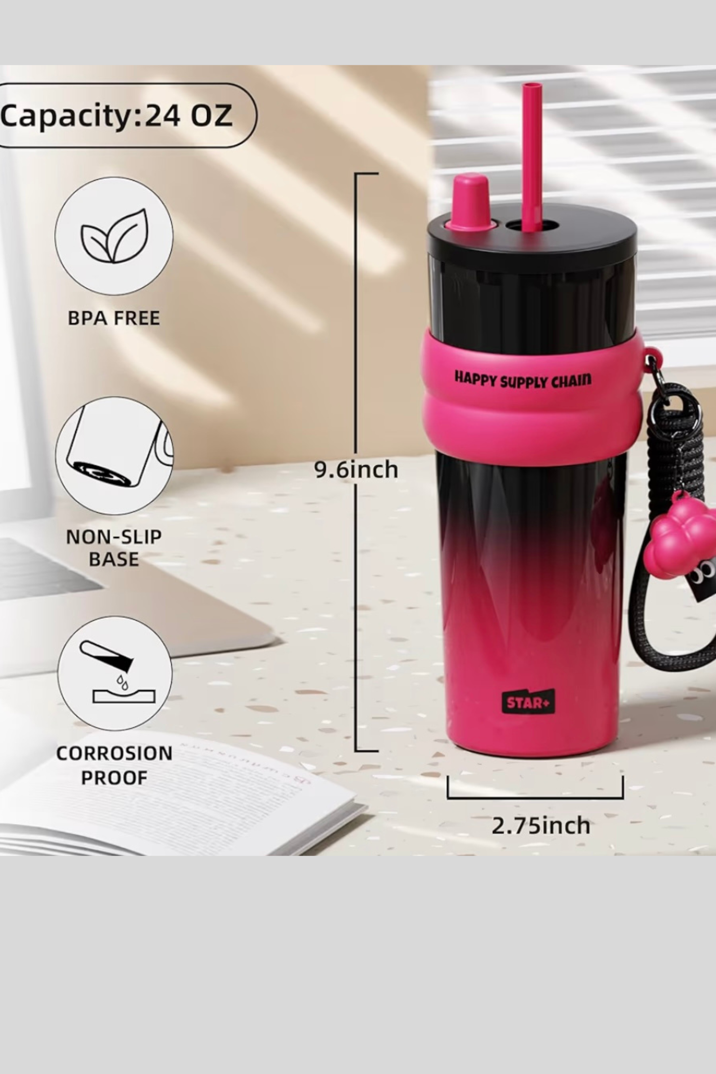 Star | Ceramic-Lined Stainless Steel Insulated Water Bottle Cup | 710ml
