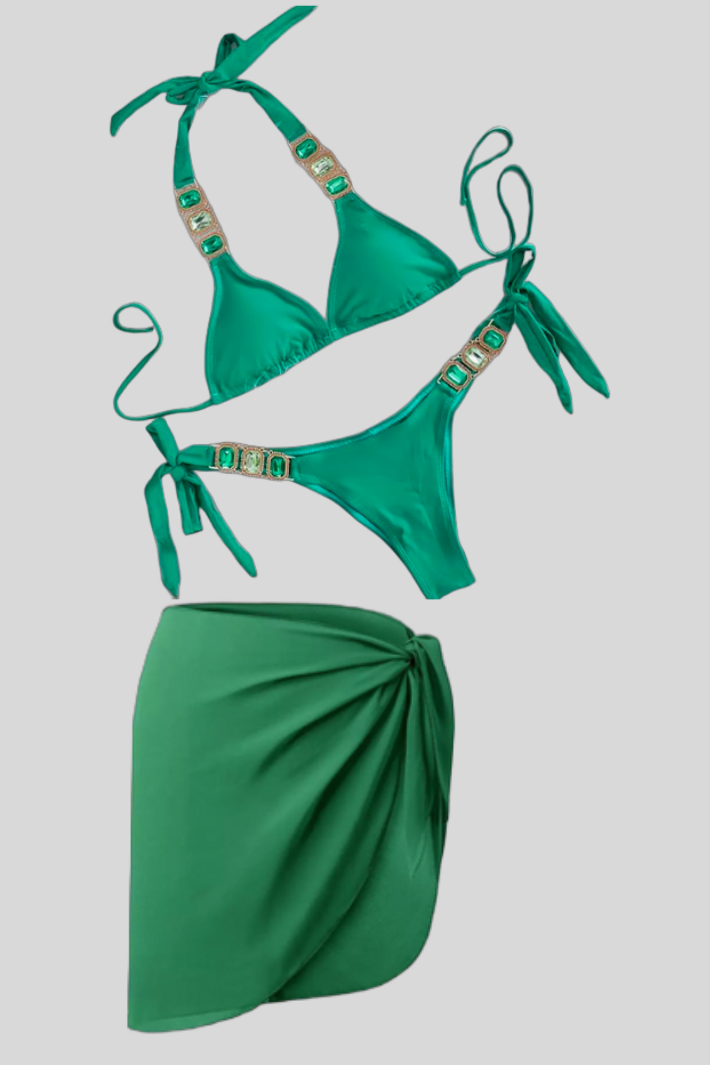 Riviera Crystal Rhinestone Bikini & Sarong Set