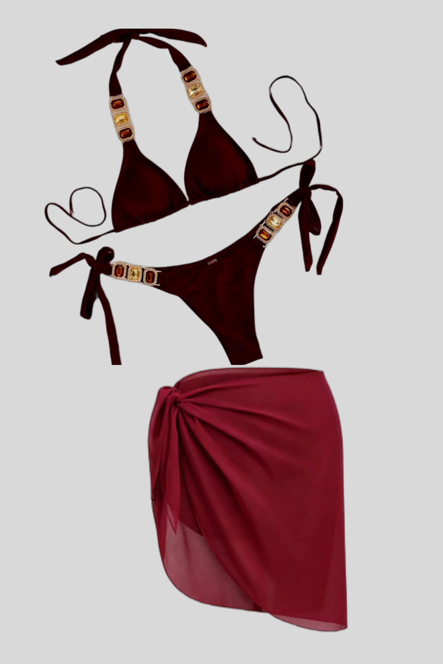 Riviera Crystal Rhinestone Bikini & Sarong Set