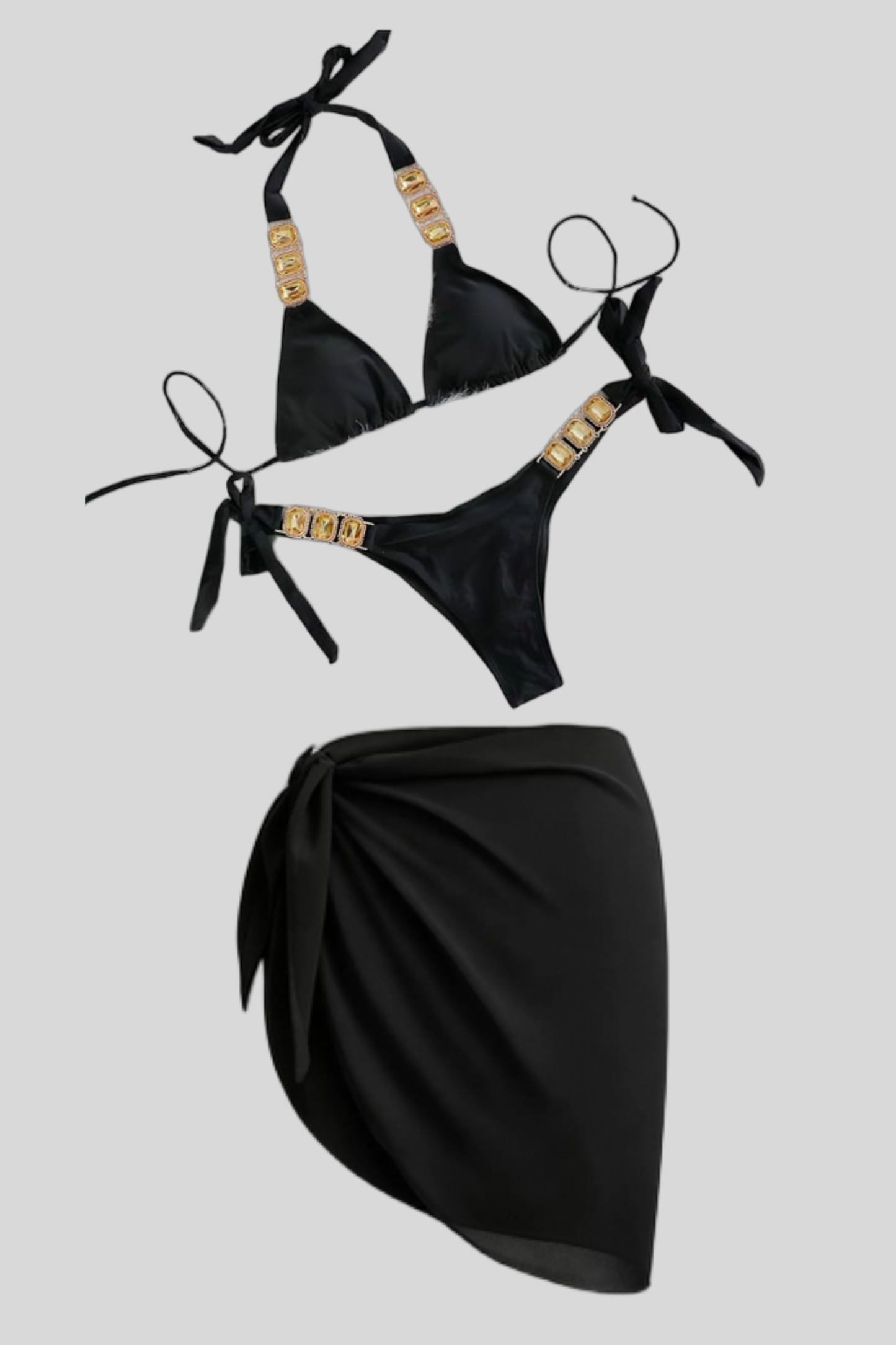 Riviera Crystal Rhinestone Bikini & Sarong Set