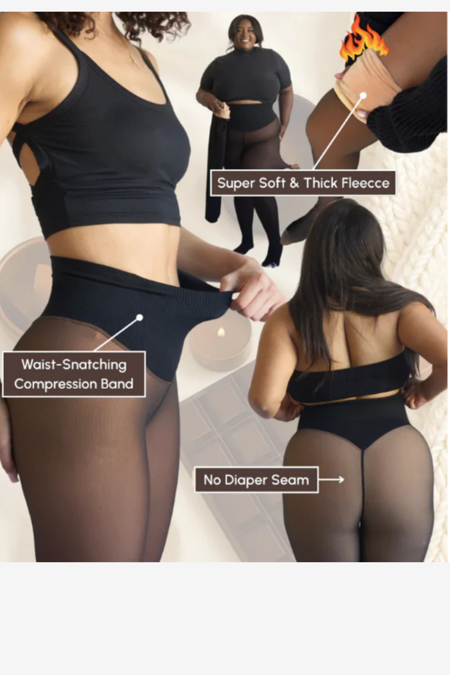 Winter Sheer Fleece-Lined Body Shaping Tights