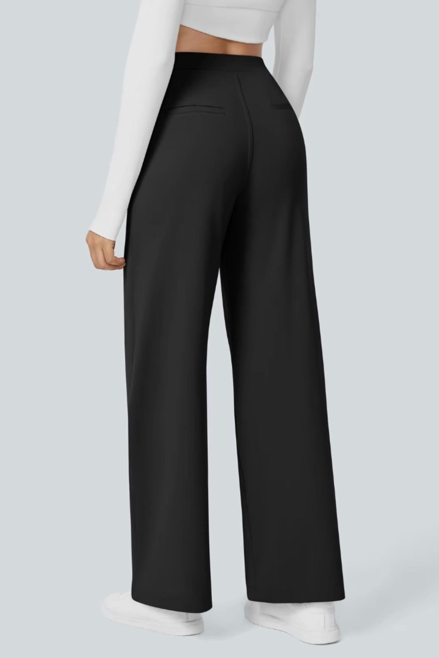 Women High Waisted Pocket Straight Leg Work Trousers