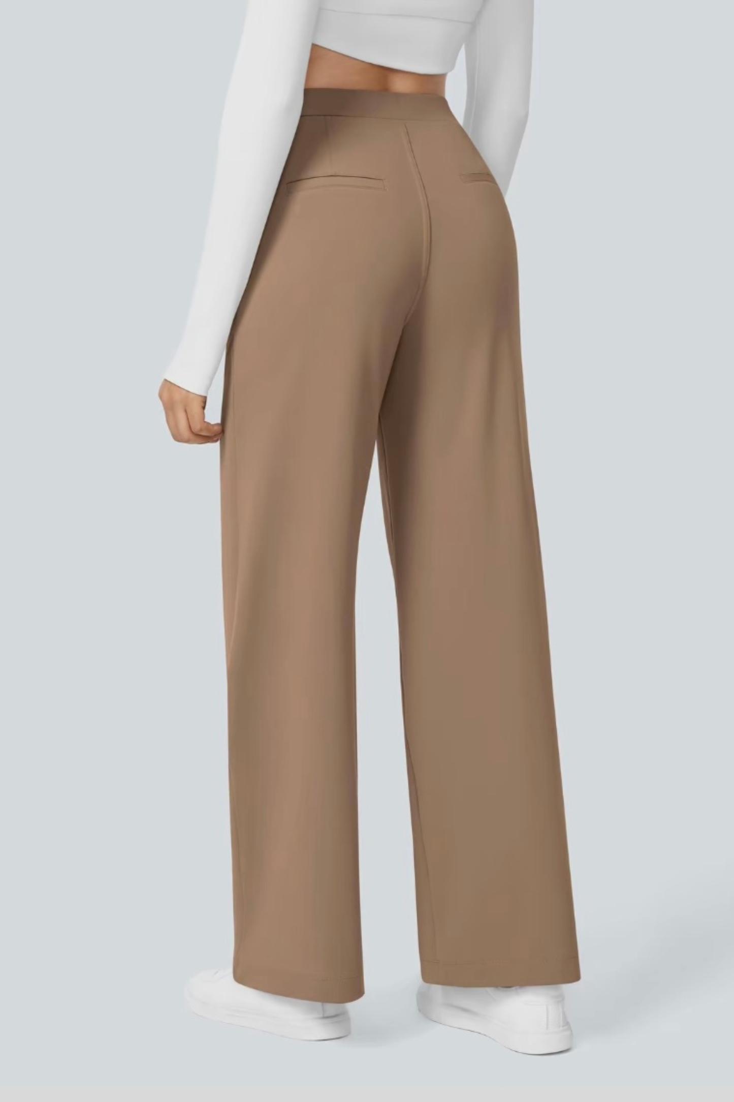 Women High Waisted Pocket Straight Leg Work Trousers