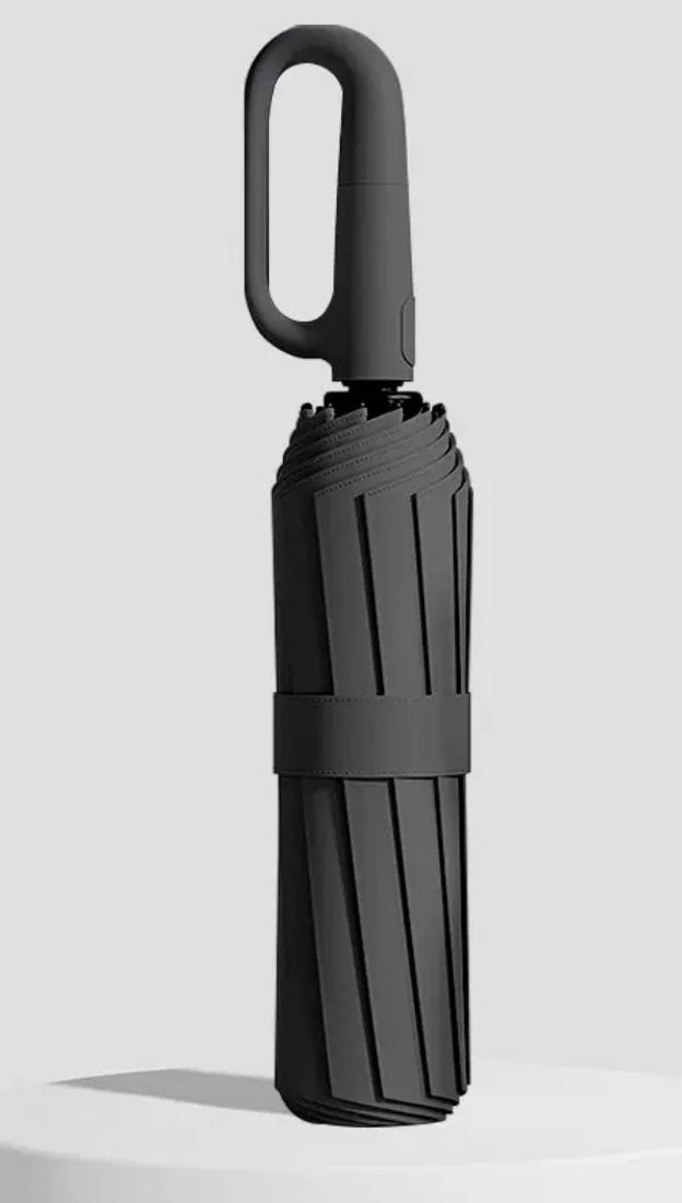 Umbrella with Carabiner Handle Sturdy Windproof Reinforced Automatic