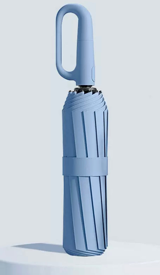Umbrella with Carabiner Handle Sturdy Windproof Reinforced Automatic