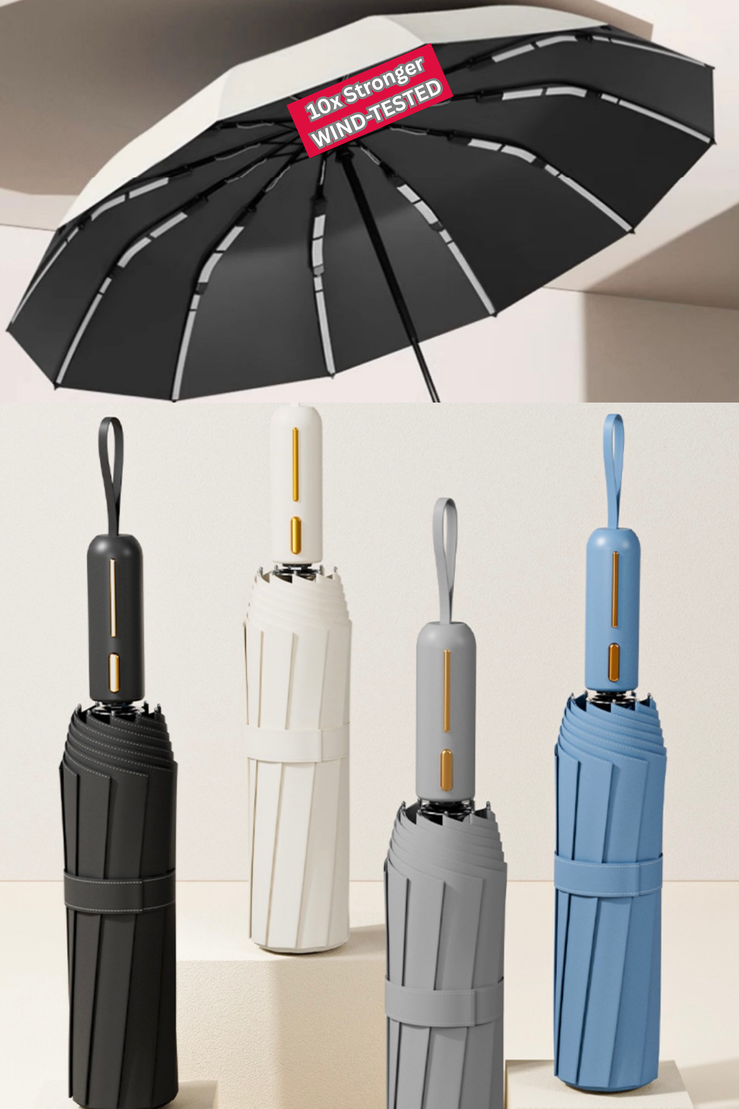 Gold Bar Sturdy Windproof Reinforced Automatic Umbrella